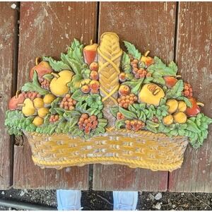 Vintage 1978 Homco USA Fruit‎ Basket Wall Hanging Retro Cottage 7533A 15x10